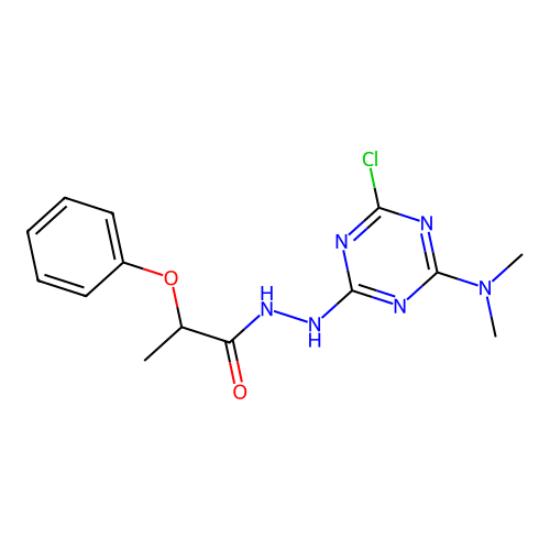 N'-[4-chloro-6-(dimethylamino)-1,3,5-triazin-2-yl]-2-phenoxypropanehydrazide structure