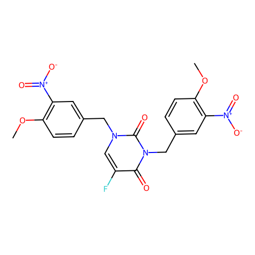 5-fluoro-1,3-bis(4-methoxy-3-nitrobenzyl)pyrimidine-2,4(1H,3H)-dione structure