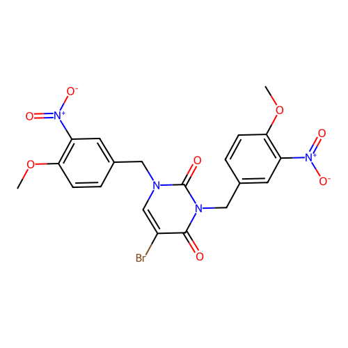 5-bromo-1,3-bis(4-methoxy-3-nitrobenzyl)pyrimidine-2,4(1H,3H)-dione structure