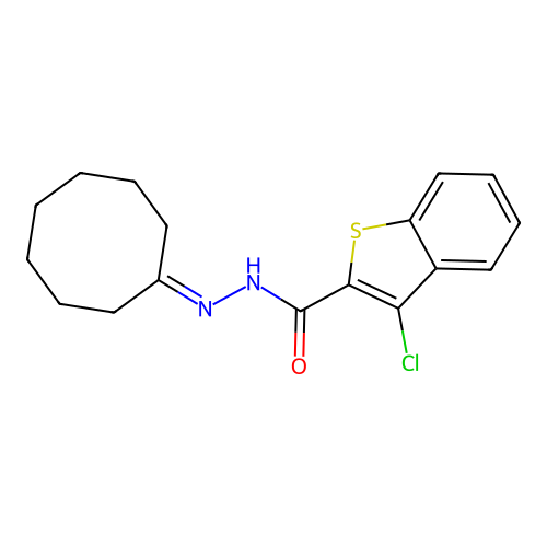 3-chloro-N'-cyclooctylidene-1-benzothiophene-2-carbohydrazide structure