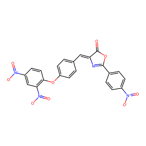 4-(4-{2,4-bisnitrophenoxy}benzylidene)-2-{4-nitrophenyl}-1,3-oxazol-5(4H)-one structure