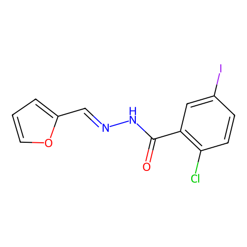 2-chloro-N'-(2-furylmethylene)-5-iodobenzohydrazide structure