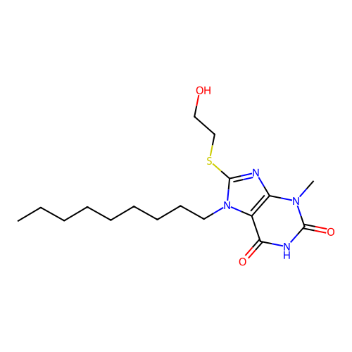 8-(2-Hydroxyethylthio)-3-methyl-7-nonyl-1,3,7-trihydropurine-2,6-dione structure