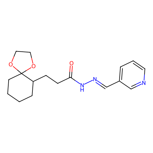 3-(1,4-dioxaspiro[4.5]dec-6-yl)-N'-[(E)-pyridin-3-ylmethylidene]propanehydrazide structure