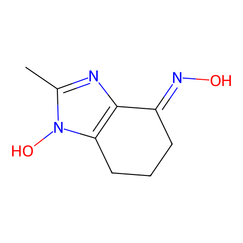 1-Hydroxy-2-methyl-1,5,6,7-tetrahydro-benzoimidazol-4-one oxime structure