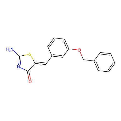 2-Amino-5-[(3-phenylmethoxyphenyl)methylidene]-1,3-thiazol-4-one structure