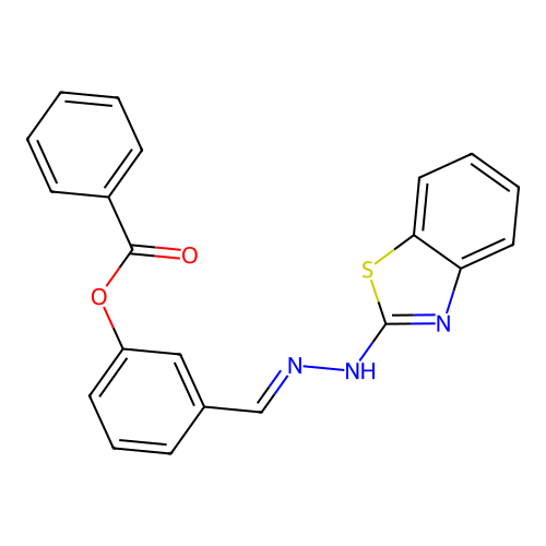 3-{(E)-[2-(1,3-benzothiazol-2-yl)hydrazinylidene]methyl}phenyl benzoate structure