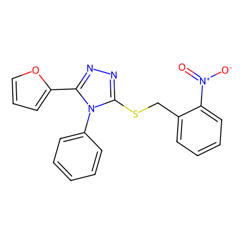 3-(furan-2-yl)-5-[(2-nitrobenzyl)sulfanyl]-4-phenyl-4H-1,2,4-triazole structure
