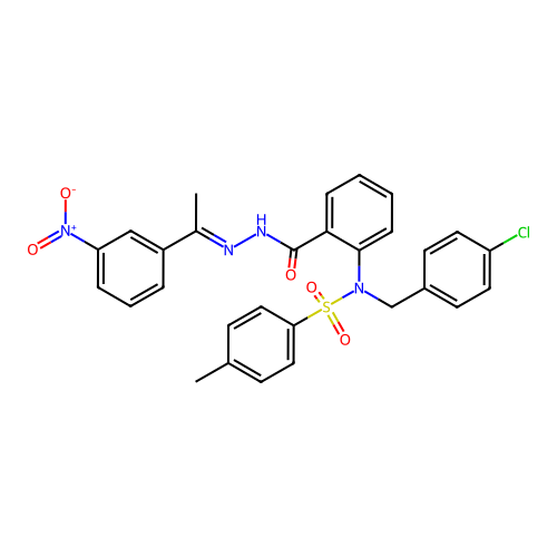 2-[(4-chlorophenyl)methyl-(4-methylphenyl)sulfonylamino]-N-[(E)-1-(3-nitrophenyl)ethylideneamino]benzamide structure