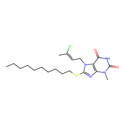 7-(3-Chloro-but-2-enyl)-8-decylsulfanyl-3-methyl-3,7-dihydro-purine-2,6-dione structure