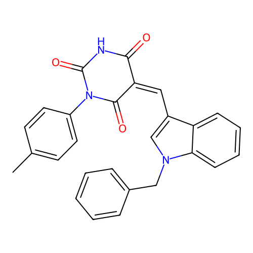 (5Z)-5-[(1-benzylindol-3-yl)methylidene]-1-(4-methylphenyl)-1,3-diazinane-2,4,6-trione structure