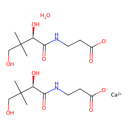 (R)-Calcium 3-(2,4-dihydroxy-3,3-dimethylbutanamido)propanoate hydrate structure
