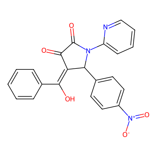 (4E)-4-[hydroxy(phenyl)methylidene]-5-(4-nitrophenyl)-1-pyridin-2-ylpyrrolidine-2,3-dione structure