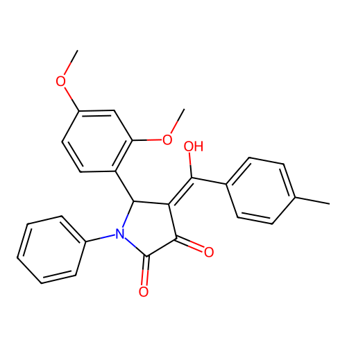 (4E)-5-(2,4-dimethoxyphenyl)-4-[hydroxy(4-methylphenyl)methylidene]-1-phenylpyrrolidine-2,3-dione structure