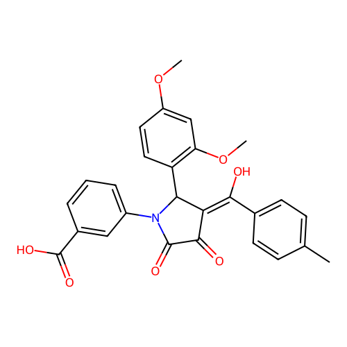3-[(3E)-2-(2,4-dimethoxyphenyl)-3-[hydroxy-(4-methylphenyl)methylidene]-4,5-dioxopyrrolidin-1-yl]benzoic acid structure