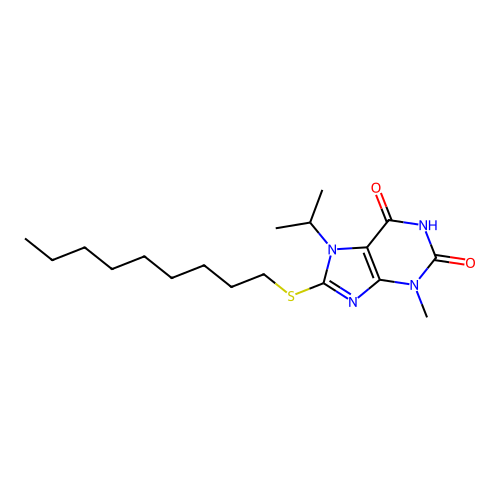 7-Isopropyl-3-methyl-8-nonylsulfanyl-3,7-dihydro-purine-2,6-dione structure