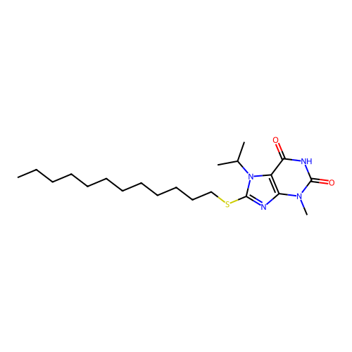 8-Dodecylsulfanyl-7-isopropyl-3-methyl-3,7-dihydro-purine-2,6-dione structure
