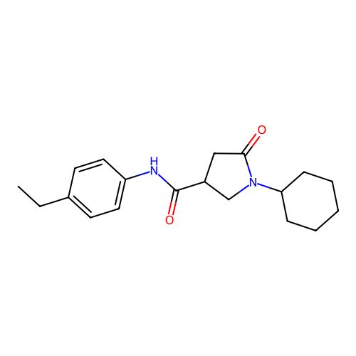 1-cyclohexyl-N-(4-ethylphenyl)-5-oxopyrrolidine-3-carboxamide structure