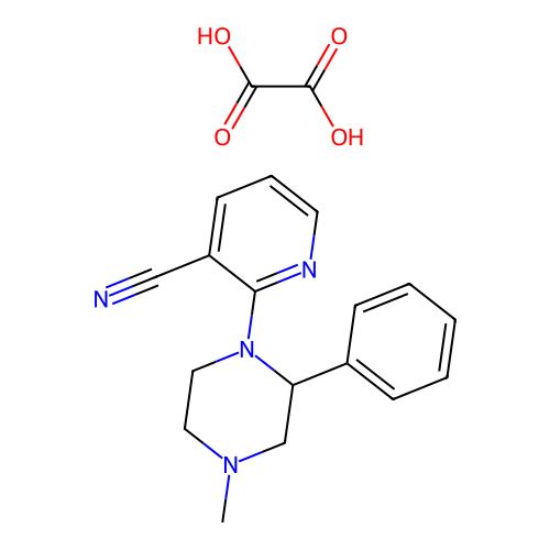 2-(4-Methyl-2-phenylpiperazin-1-yl)nicotinonitrile oxalate structure