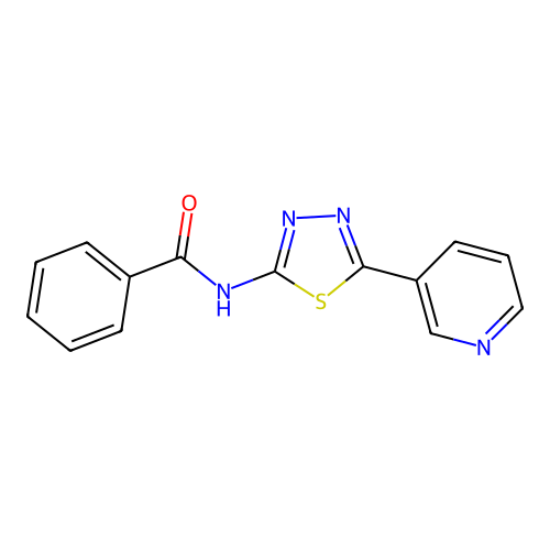 N-[(2E)-5-(pyridin-3-yl)-1,3,4-thiadiazol-2(3H)-ylidene]benzamide structure