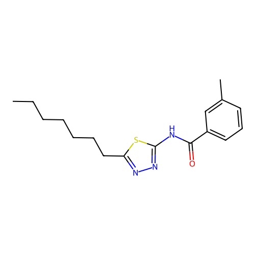 N-(5-heptyl-1,3,4-thiadiazol-2-yl)-3-methylbenzamide structure