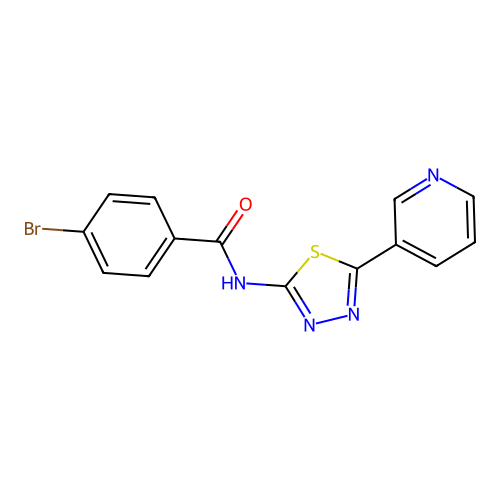 4-bromo-N-(5-pyridin-3-yl-1,3,4-thiadiazol-2-yl)benzamide structure
