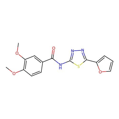 N-(5-(furan-2-yl)-1,3,4-thiadiazol-2-yl)-3,4-dimethoxybenzamide structure