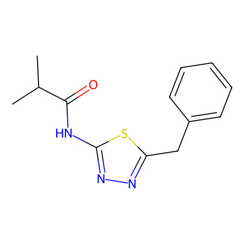 N-(5-benzyl-1,3,4-thiadiazol-2-yl)-2-methylpropanamide structure