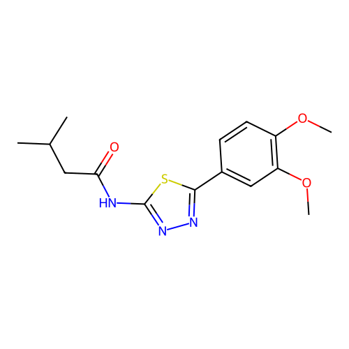 N-[5-(3,4-dimethoxyphenyl)-1,3,4-thiadiazol-2-yl]-3-methylbutanamide structure