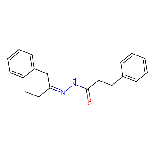 3-phenyl-N-(1-phenylbutan-2-ylideneamino)propanamide structure