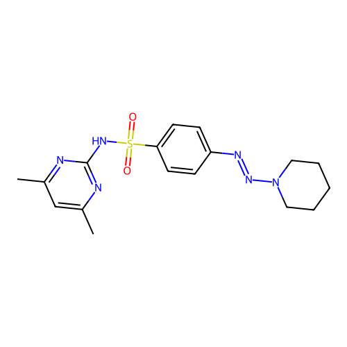 N-(4,6-dimethylpyrimidin-2-yl)-4-[(E)-piperidin-1-yldiazenyl]benzenesulfonamide structure