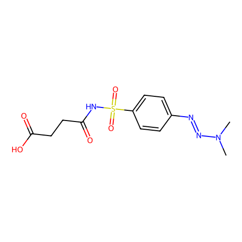 3-[N-({4-[(dimethylamino)diazenyl]phenyl}sulfonyl)carbamoyl]propanoic acid structure
