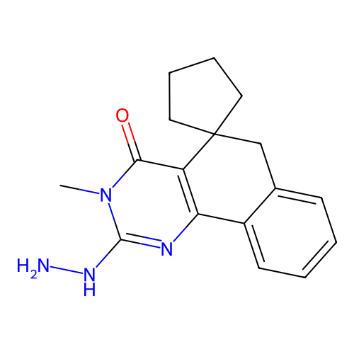 2-hydrazinyl-3-methyl-3H-spiro[benzo[h]quinazoline-5,1'-cyclopentan]-4(6H)-one structure