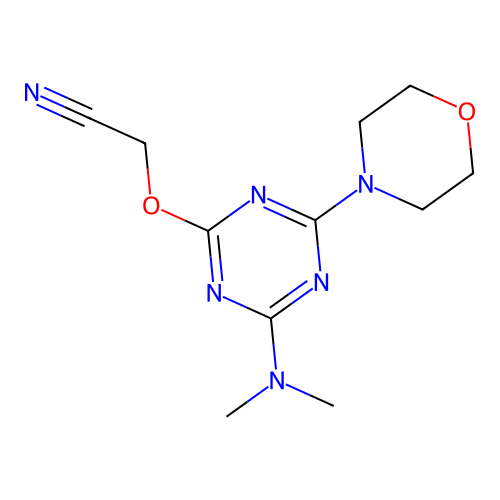 2-[4-(Dimethylamino)-6-morpholin-4-yl-1,3,5-triazin-2-yloxy]ethanenitrile structure