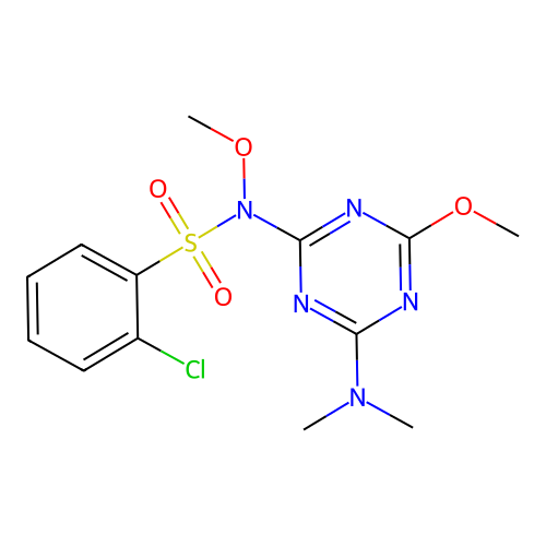 2-chloro-N-[4-(dimethylamino)-6-methoxy-1,3,5-triazin-2-yl]-N-methoxybenzenesulfonamide structure