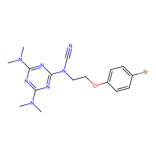 [4,6-Bis(dimethylamino)-1,3,5-triazin-2-yl][2-(4-bromophenoxy)ethyl]cyanamide structure