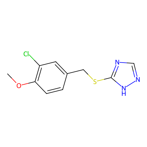 5-[(3-chloro-4-methoxybenzyl)sulfanyl]-1H-1,2,4-triazole structure