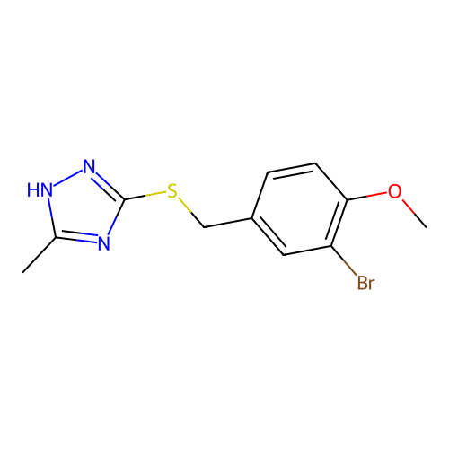 3-((3-bromo-4-methoxybenzyl)thio)-5-methyl-4H-1,2,4-triazole structure