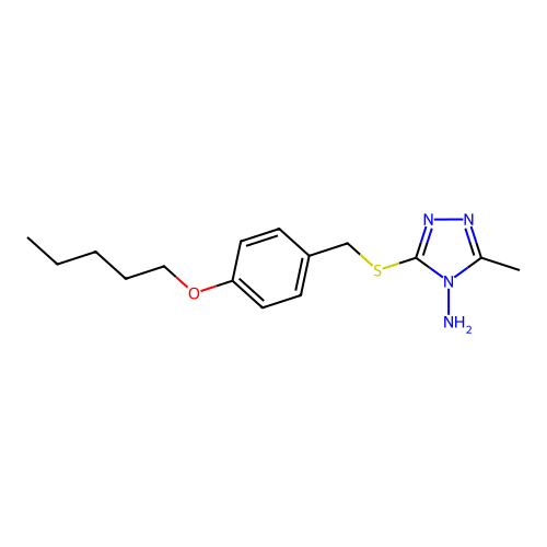 3-methyl-5-{[4-(pentyloxy)benzyl]sulfanyl}-4H-1,2,4-triazol-4-amine structure