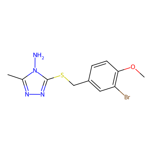 3-[(3-bromo-4-methoxybenzyl)sulfanyl]-5-methyl-4H-1,2,4-triazol-4-amine structure
