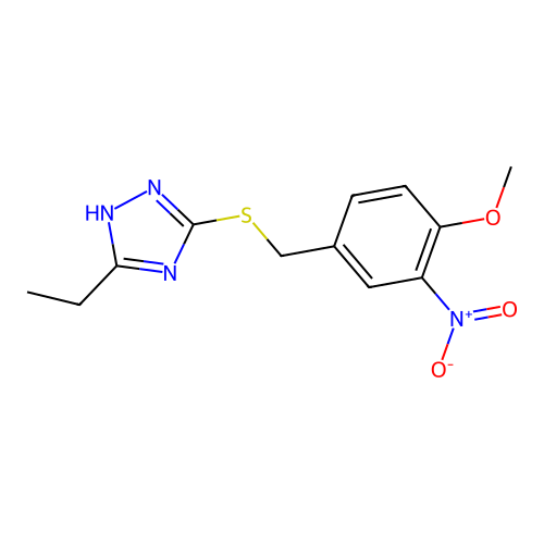 3-ethyl-5-[(4-methoxy-3-nitrobenzyl)sulfanyl]-4H-1,2,4-triazole structure