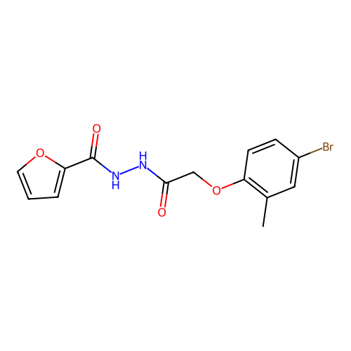 N'-[2-(4-bromo-2-methylphenoxy)acetyl]-2-furohydrazide structure
