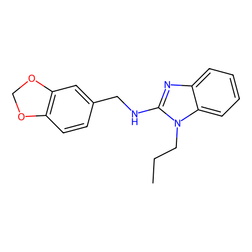 N-(1,3-benzodioxol-5-ylmethyl)-1-propyl-1H-benzimidazol-2-amine structure