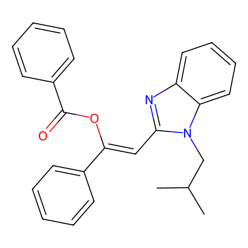 (Z)-2-[1-(2-methylpropyl)-1H-benzimidazol-2-yl]-1-phenylethenyl benzoate structure