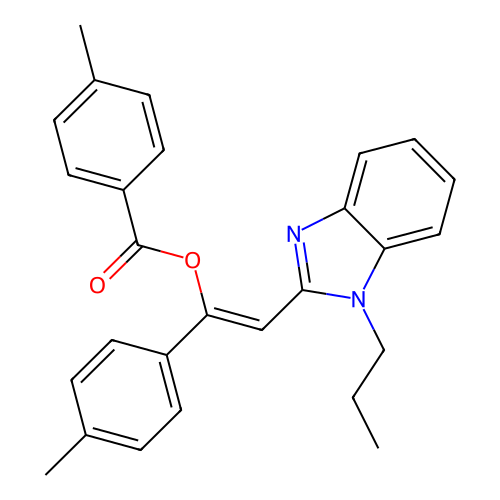 (1Z)-1-(4-methylphenyl)-2-(1-propylbenzimidazol-2-yl)vinyl 4-methylbenzoate structure