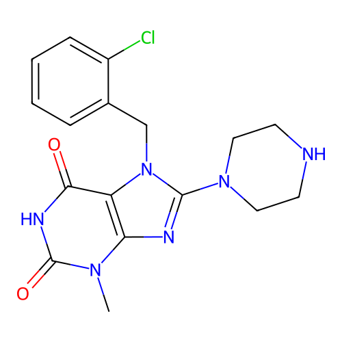 7-(2-Chloro-benzyl)-3-methyl-8-piperazin-1-yl-3,7-dihydro-purine-2,6-dione structure
