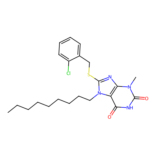 8-(2-Chloro-benzylsulfanyl)-3-methyl-7-nonyl-3,7-dihydro-purine-2,6-dione structure