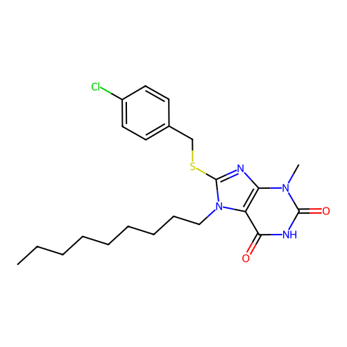 8-(4-Chloro-benzylsulfanyl)-3-methyl-7-nonyl-3,7-dihydro-purine-2,6-dione structure