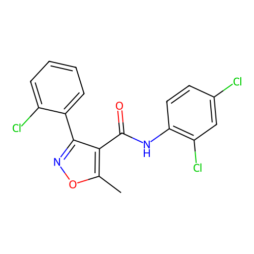 3-(2-chlorophenyl)-N-(2,4-dichlorophenyl)-5-methyl-1,2-oxazole-4-carboxamide structure
