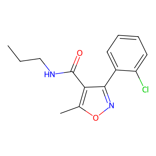 3-(2-chlorophenyl)-5-methyl-N-propyl-1,2-oxazole-4-carboxamide structure